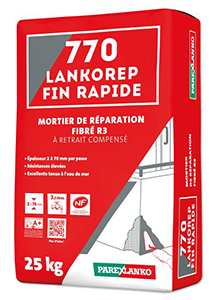 Mortier de réparation fibré 770 LANKOREP RAPIDE - 25kg de 2 à 70mm